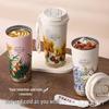 Lily Flower Thermos Mug: Food-grade 316 Stainless Steel, Portable Handle, Double-Walled, Stylish Coffee Cup Gift