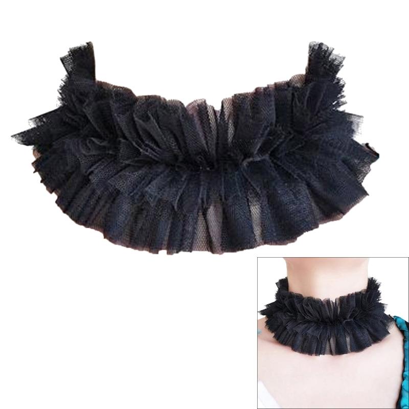 Colletto Finto a Strati Ruffled in Rete Vintage Staccabile per Costumi Vittoriani Rinascimentali Sciarpa Collo
