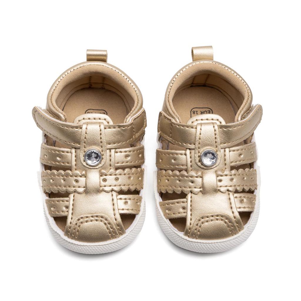 Infant Girls' Non-Slip Closed Toe Sandals (0-1 Year) with Soft Sole & Velcro