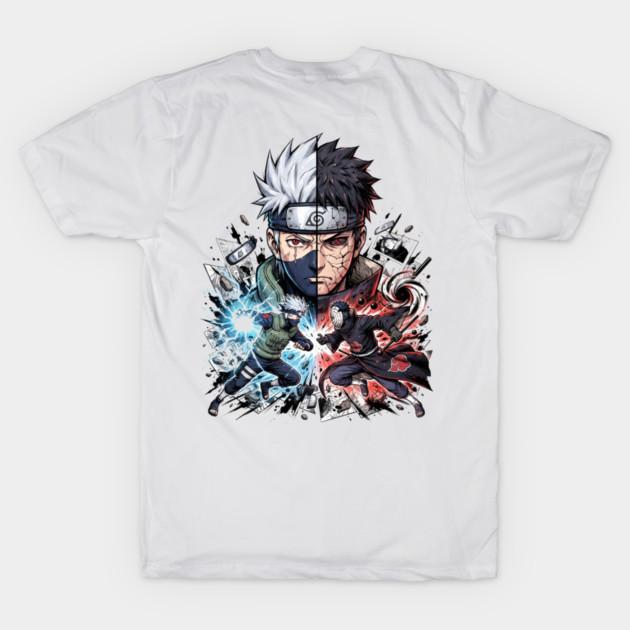 Asian Size Cotton Unisex Tshirt Print T-shirt Kakashi And Obito Fusion Art T-shirt No-Cut Print Regular Fit