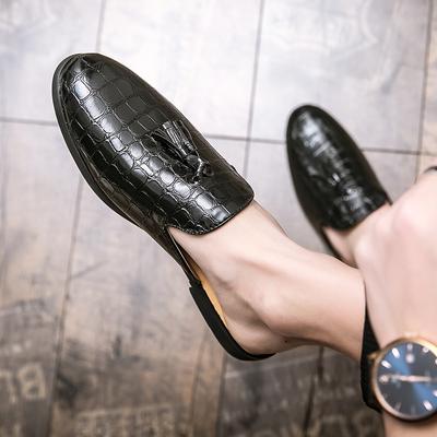 Fashion Summer Luxury Brand Men Shoes Casual Men's Outdoor Slippers Men Shoes Half Slipper Loafers Slip On Shoes Men Moccasins Leather