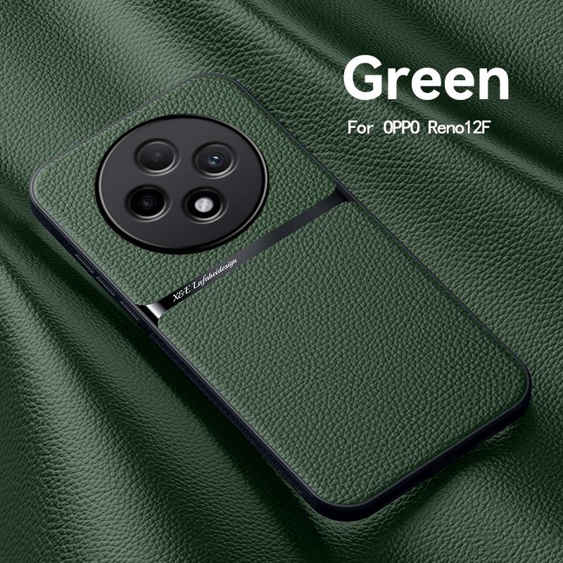For OPPO Reno 12 F 5G Case Car Magnetic Holder Phone Case For OPPO Reno 12F 12 F 5G CPH2637 6.67" Shockproof Leather Back Cover