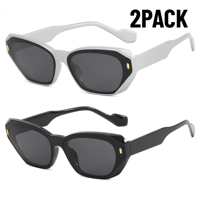 2PACK PC Frame Rectangle Sunglasses Women Men Polygon Vintage Brand Square Sun Glasses for Male Shades Female Eyewear Anti-Glare