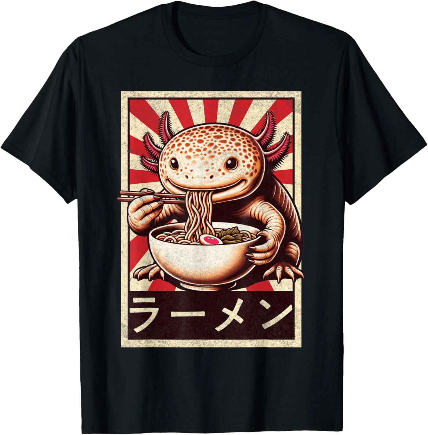 Funny Vintage Axolotl Eating Ramen_ Anime Axolotl Ramen Gift Unisex T-Shirt XL