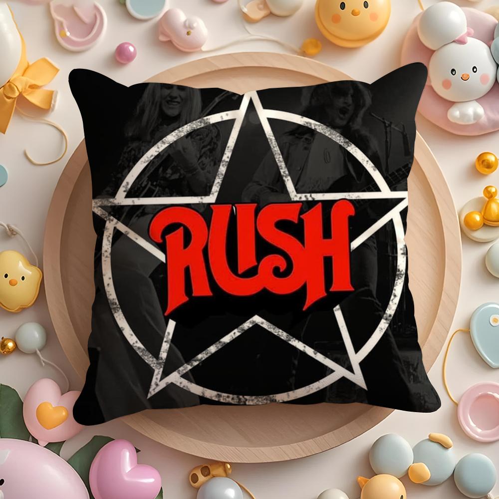 ROCK BAND R-RUSH Pillow Case Plush Fabric Soft Double-Sided Printed Sofa Home Decor Fine Winter  Gift Cushion Cover