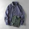 Export South Korea Single Export Tail Single Shirt Men's Cut Label Original Single Drape Stripes Spring Summer Cotton Long Sleeve Shirt