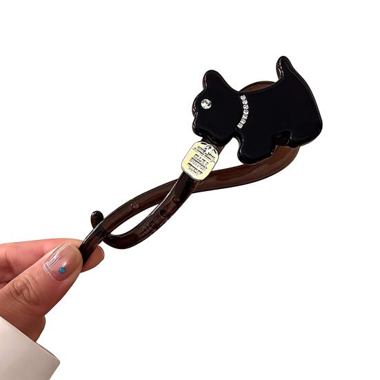 Hairpin Faux Pearls Cat Puppy Shape Hair Claw Back Head Hair Clip Acrylic Hair Styling Tool