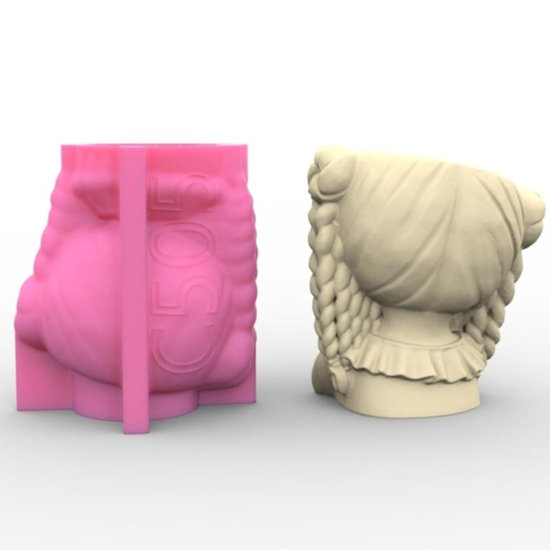 Nonstick Cutet Prayer Girl Pen Holder Mold Flower Pot Silicone Mold DIY Crafts Ornament Tool DIY Succulent Planter Mold