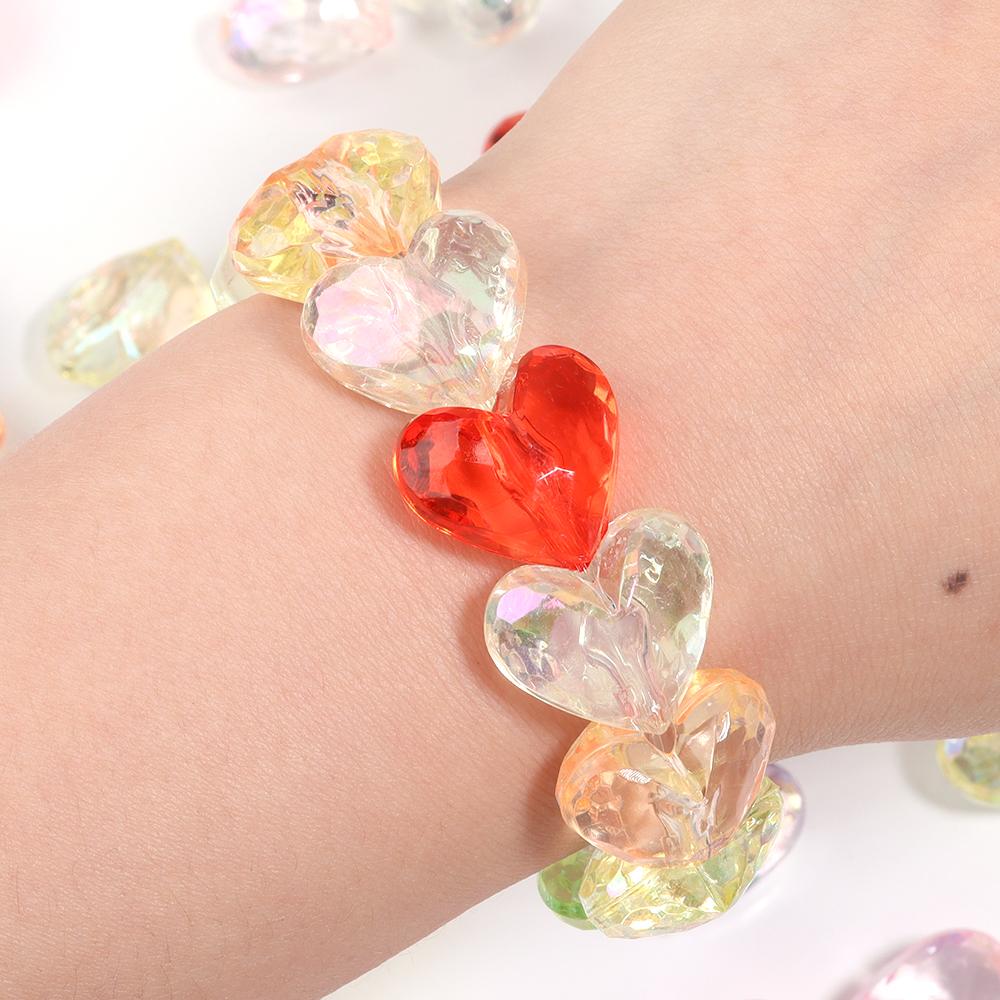 20Pcs 17x19mm Colored Acrylic Cut Heart Beads Large Hole Loose Beads For DIY Fashion Bracelets Phone Chain Making Accessories
