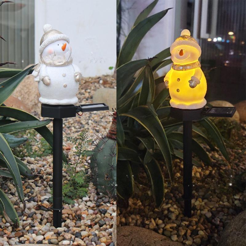 LED Solar Schneemann Landschaftsleuchte Weihnachten Harz Lichtsteuerung Induktionslampe für Außengarten