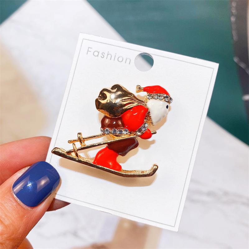 Yimu Alloy Christmas Brooch - Santa Claus & Tree Ornament Corsage