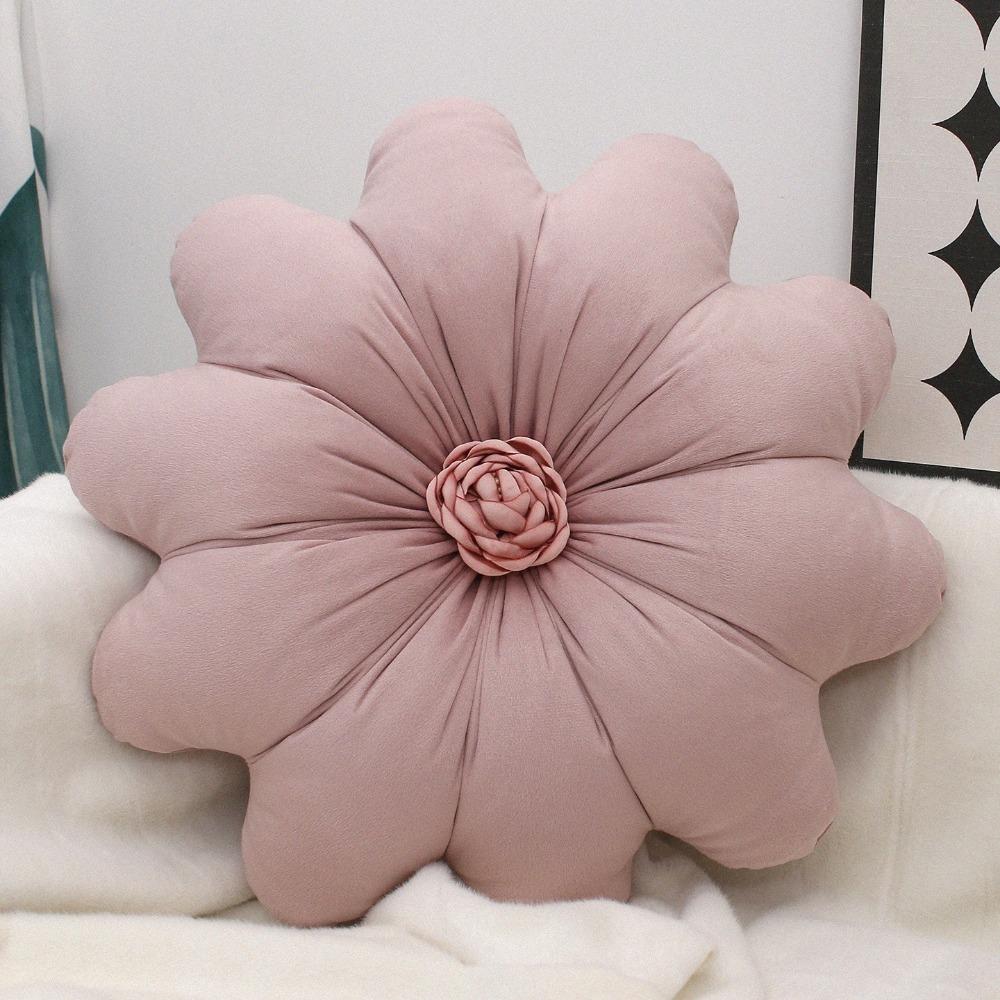 

Современная голландская бархатная подушка в форме цветка, удобная, моющаяся, подсолнух, декоративная, мягкая, круглая, для зоны отдыха розовый