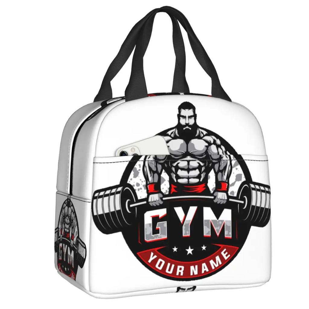 Powerhouse Gym Logo Thermal Insulated Lunch Bag Women Bodybuilding Fitness Portable Lunch Container Travel Storage Food Box