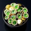 50P 10/12Mm Round  Glass Sewing Stone Glue-On Claw  Gold Base Button Sew On  For Diy Clothes Crafts