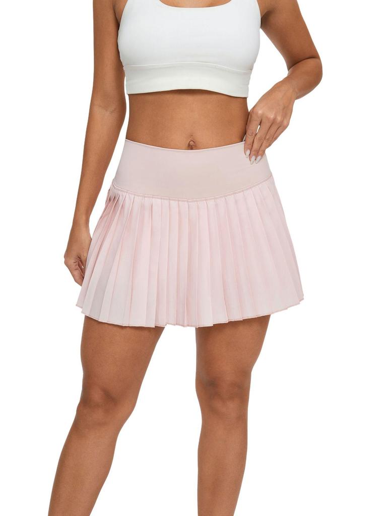 High-Waisted Pleated Sports Mini Skirt with Pockets - Women's Anti-Exposure Tennis Skirt