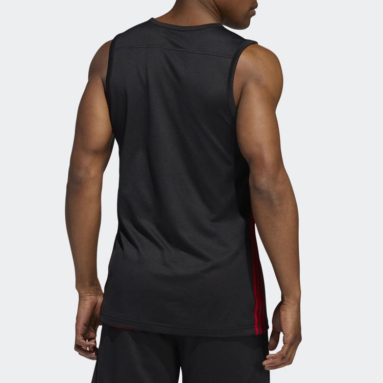 adidas Basketball Training Casual Breathable Knit Vest Men Tops Black Red DY6588