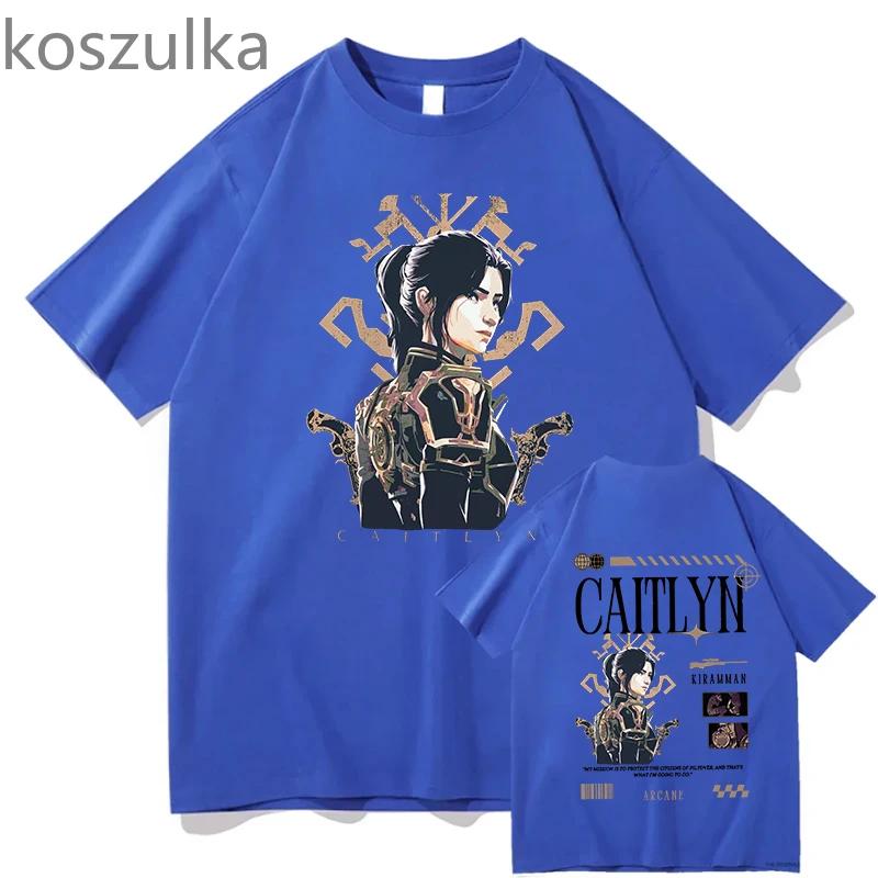 Arcane T-Shirt Caitlyn Kiram Unisex T-Shirts Rundhals Unisex Reine Baumwolle Mode Fans Kurzarmshirts Geschenk Vintage Streetwear Oberteile