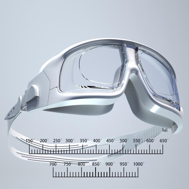 Professional Adult Myopia Goggles - Large Frame, Anti-Fog, Prescription, High-Definition Electroplated Swim Goggles for Men and Women