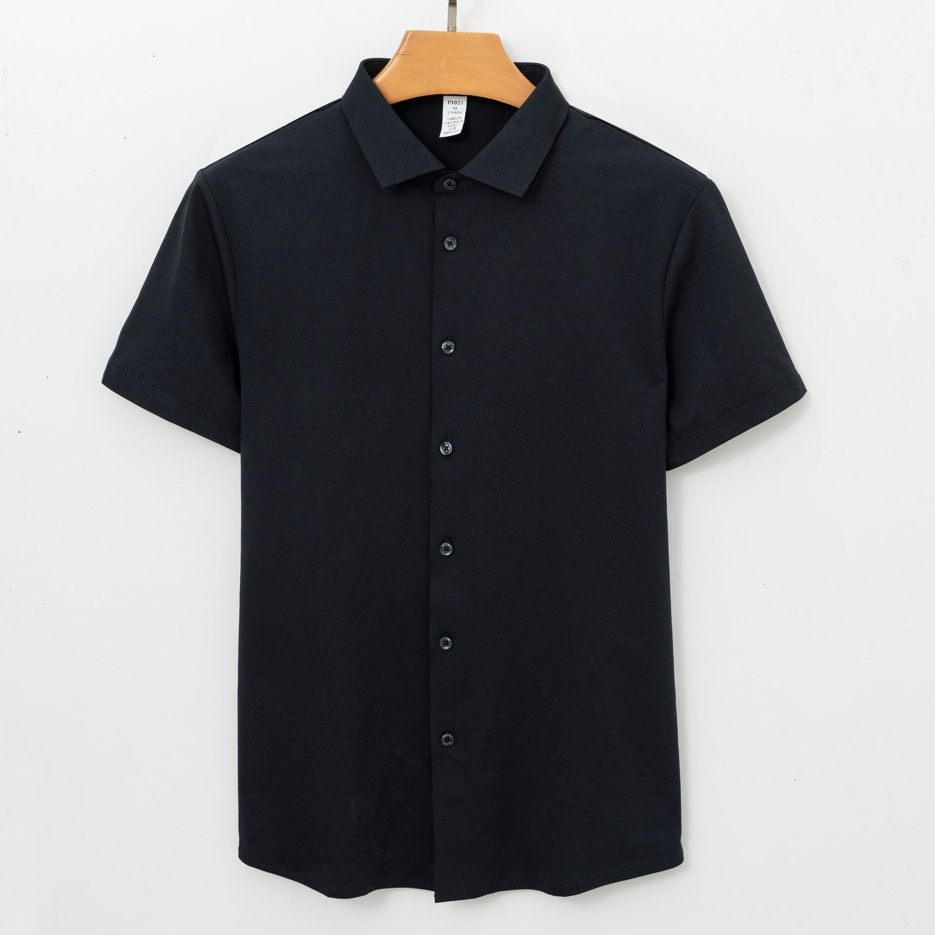 

Wrinkle-free Shirt Minimalist Lightweight Breathable Summer Business T-shirt Short-sleeve T-shirt Men s Ice Silk Lapel Top for Men Minimalist Tops S тёмно-синий