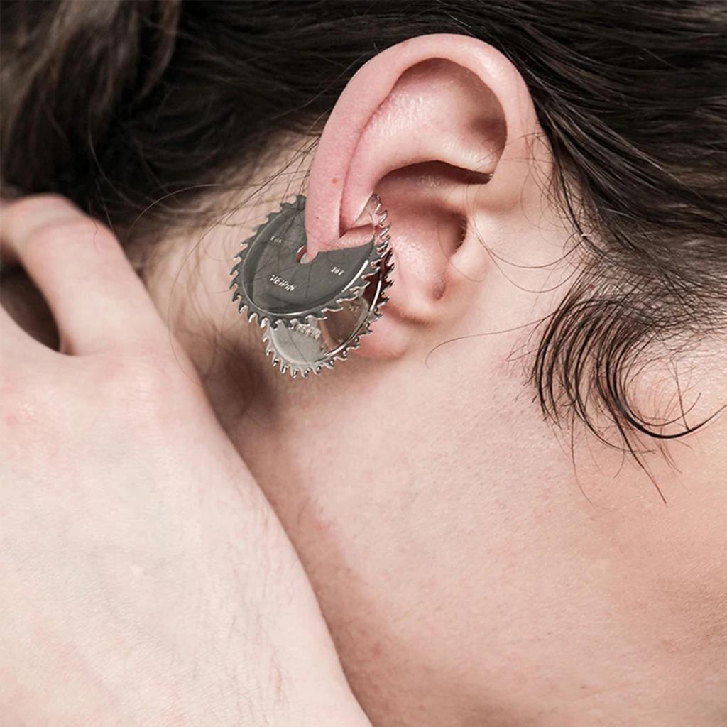 Trendy Gear Ear Clip Modern Ear Jewelry Without Piercing Titanium Steel Material Ear Cuffs Gift for Fashionable Lover