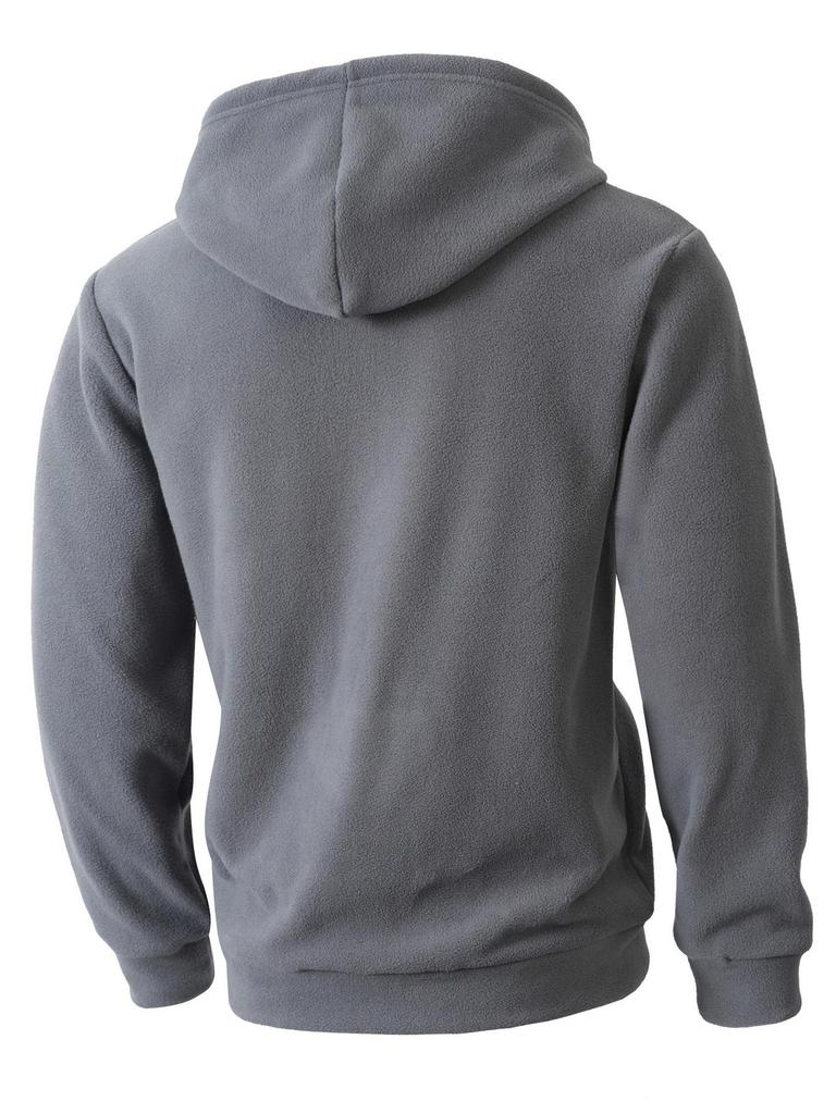 Men's Thick Hooded Sweatshirt, Stand Collar Half-Zip, Long Sleeve, Autumn/Winter, European Size, Casual Style.