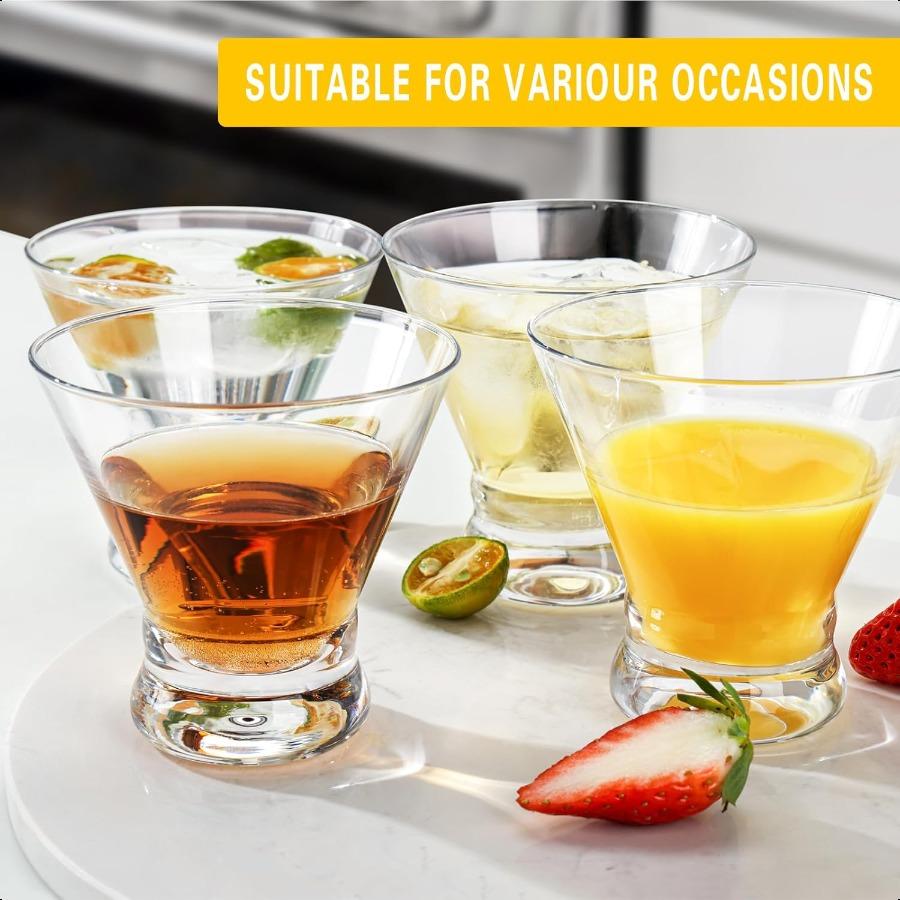 

Набор бокалов для мартини без ножки из 4 штук 8 унций Набор коктейльных бокалов Фантазийные современные бокалы для мартини для бара Короткие и маленькие бокалы для маргариты United States