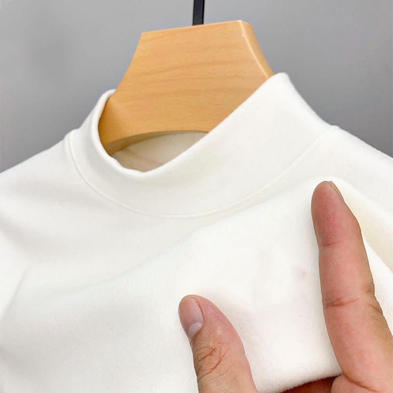 T-shirt à manches longues et col mi-haut pour homme, automne/hiver, coupe slim de style coréen, velours allemand, pour les personnes d'âge moyen et les jeunes.