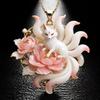 Traditional Cloisonné Enamel Pendant 3D Carved Chinese Style Necklace Charm Elegant Decor