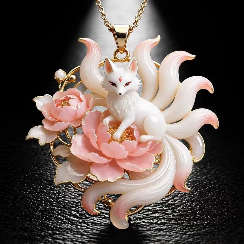 Traditional Cloisonné Enamel Pendant 3D Carved Chinese Style Necklace Charm Elegant Decor