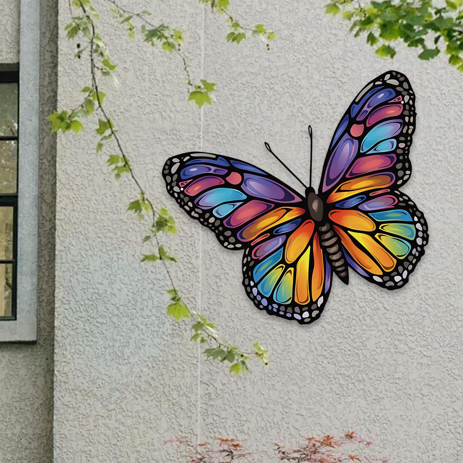 

Настенное искусство «Бабочка», подвесная часть для использования в помещении и на открытом воздухе, железная скульптура для кухни и отдыха Blue Yellow Purple