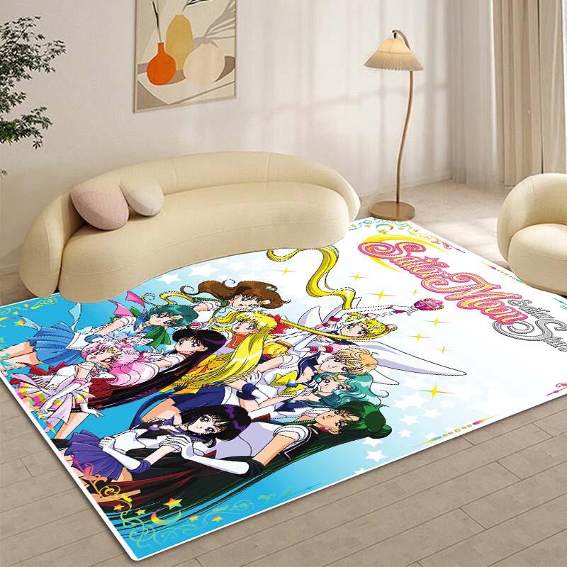 High-definition 3D Sailor Moon anime rug, suitable for bedrooms, living rooms, home sofa decoration, large decorative rug, and
