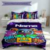 3pcs Custom Name Geometry Dash Set,Includes 1 Duvet Cover and 2 Pillowcases,All-season Bedroom Decor