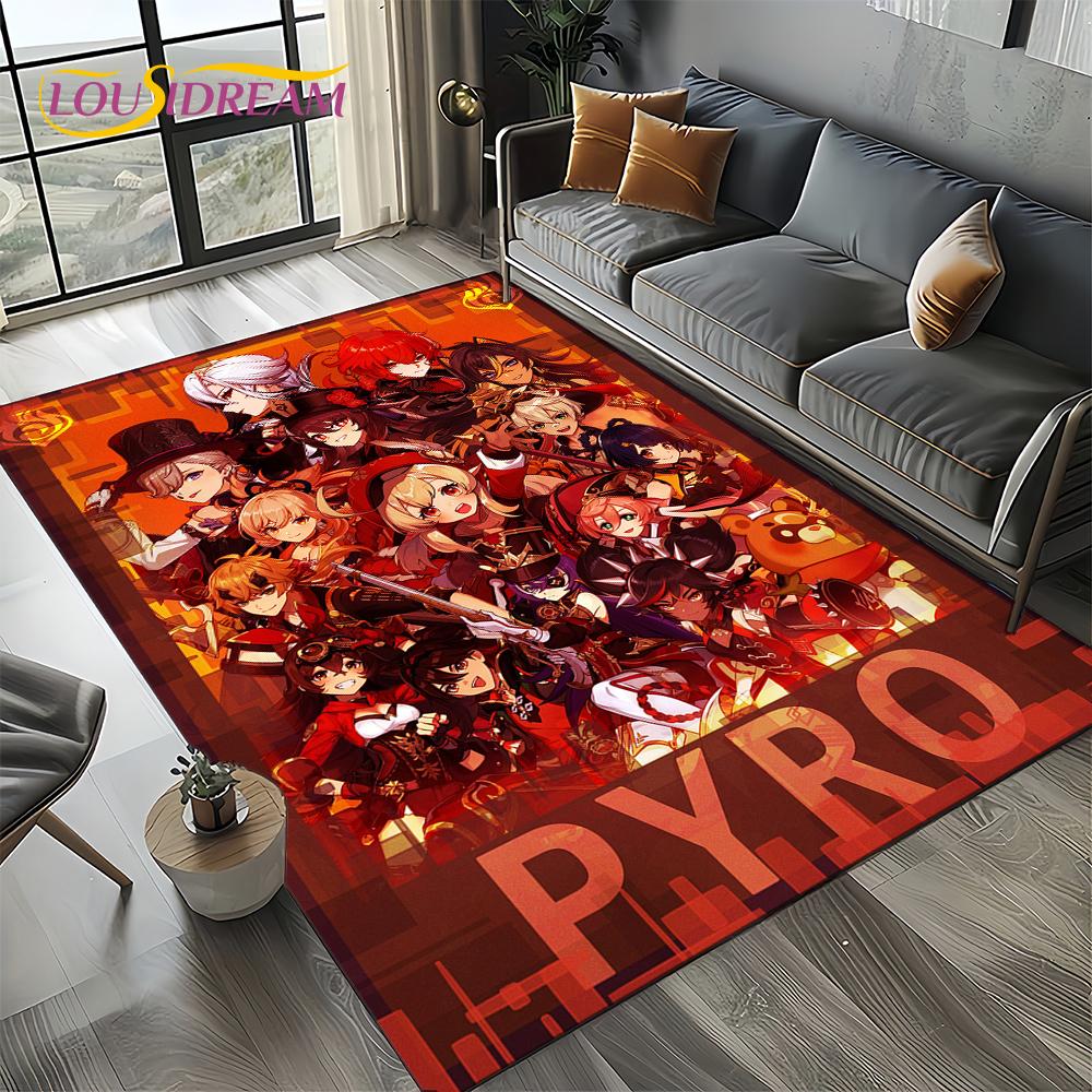 Nowy Dywanik Kreskówkowy Solo do Gier Genshin Impact do Salonu Sypialni Dekoracja Domowa Sofa, Mata Podłogowa Antypoślizgowa do Zabawy dla Dzieci