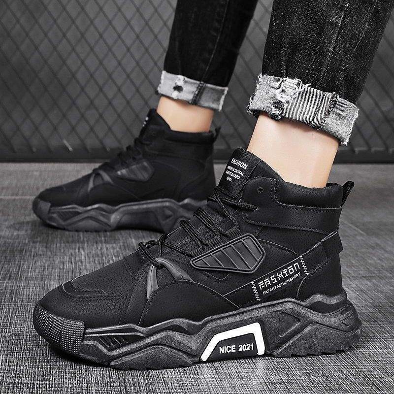 Sněhule pánské zimní sametové Martinovy boty trend korejská verze zateplené pánské zvyšující voděodolné ležérní bavlněné boty