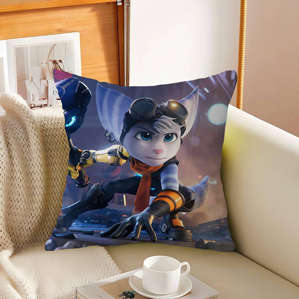 

Game Ratchet & C-Clank Pillowcase Toon Gift Cushion Cover Bedroom Home Sofa Chair Seat Decor Pillow Case 16x16Inch