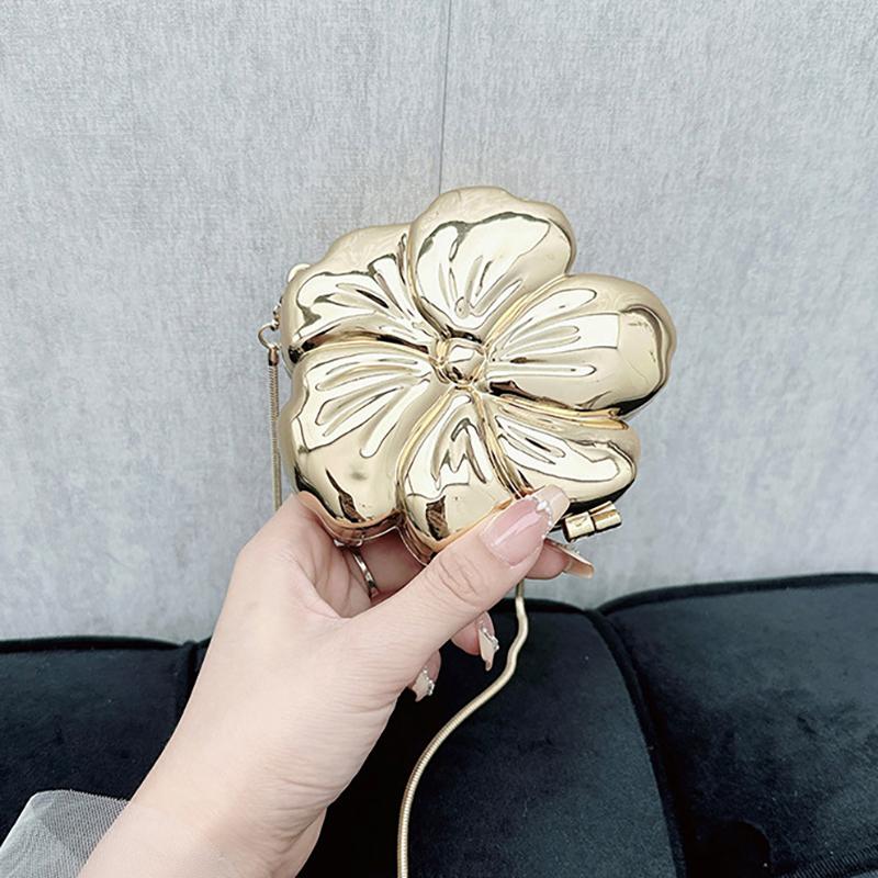 1Pc Mini Gold Silver Floral Acrylic Bag Evening Bag Purses And Handbag Shoulder Bags Party Wedding Clutch Purse