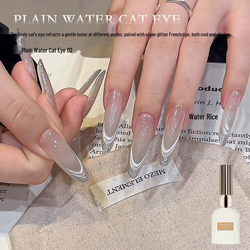 Ice Translucent Cat Eye Nail Polish: Glitter Burst & Porcelain White Gel White Boiling Cat Eye #02 [15ml]