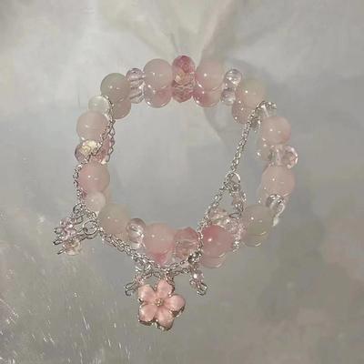 Frühlingsbrief Pfirsichblüten Quastenarmband Nischendesign 2025 neu handgefertigt Perlen Kirschblüten Schmuck