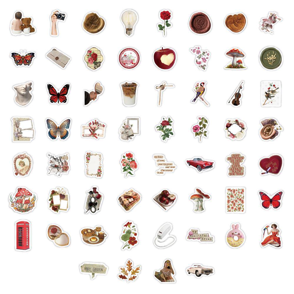 60 Sheets Cross-border Collage Stickers: Damaged Diary Notebook Material Flat Cut Film