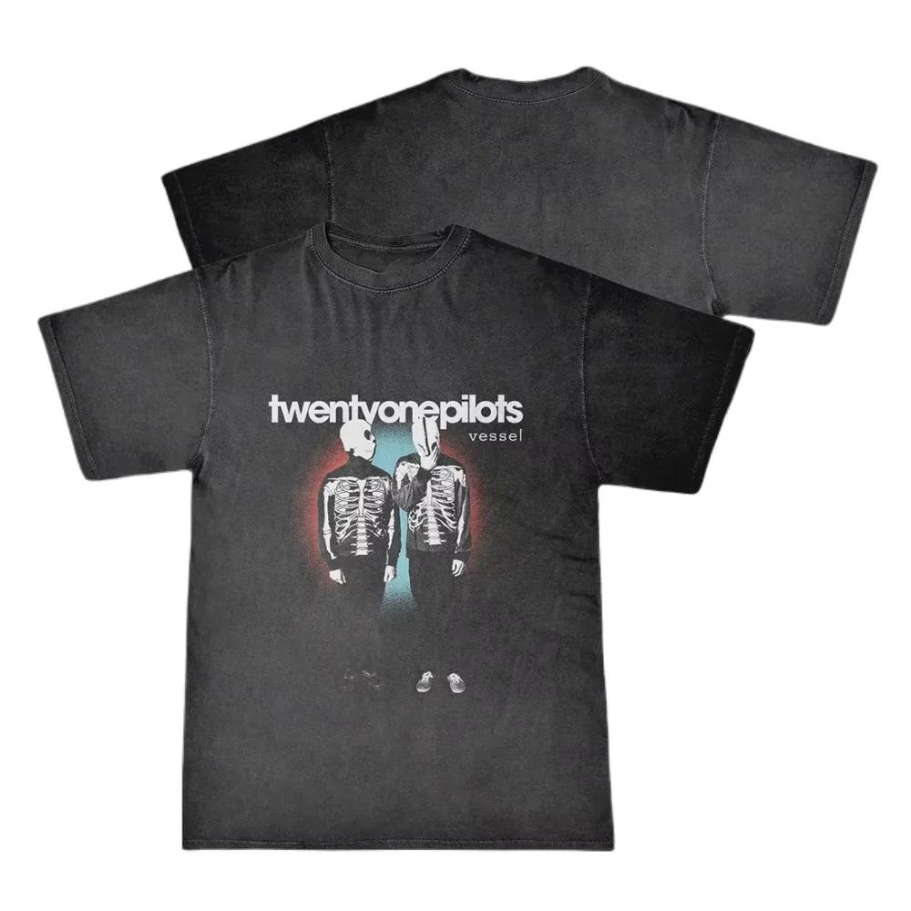 Tricou Casual Vintage Trupa Twenty One Pilots Femei Bărbați Mânecă Scurtă Oversized Rapper Hip Hop Punk Street Harajuku Bumbac