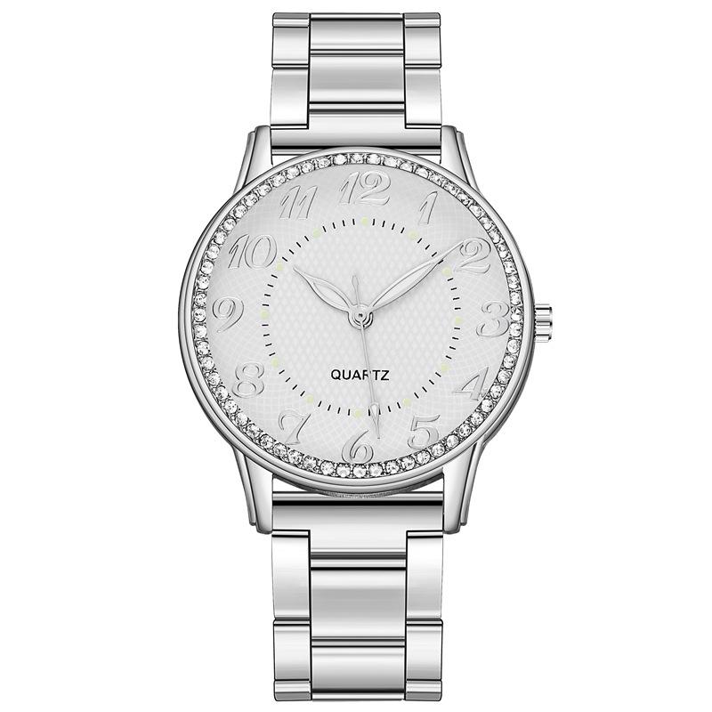 Women's Diamond-Studded Luminous Quartz Watch with Steel Band