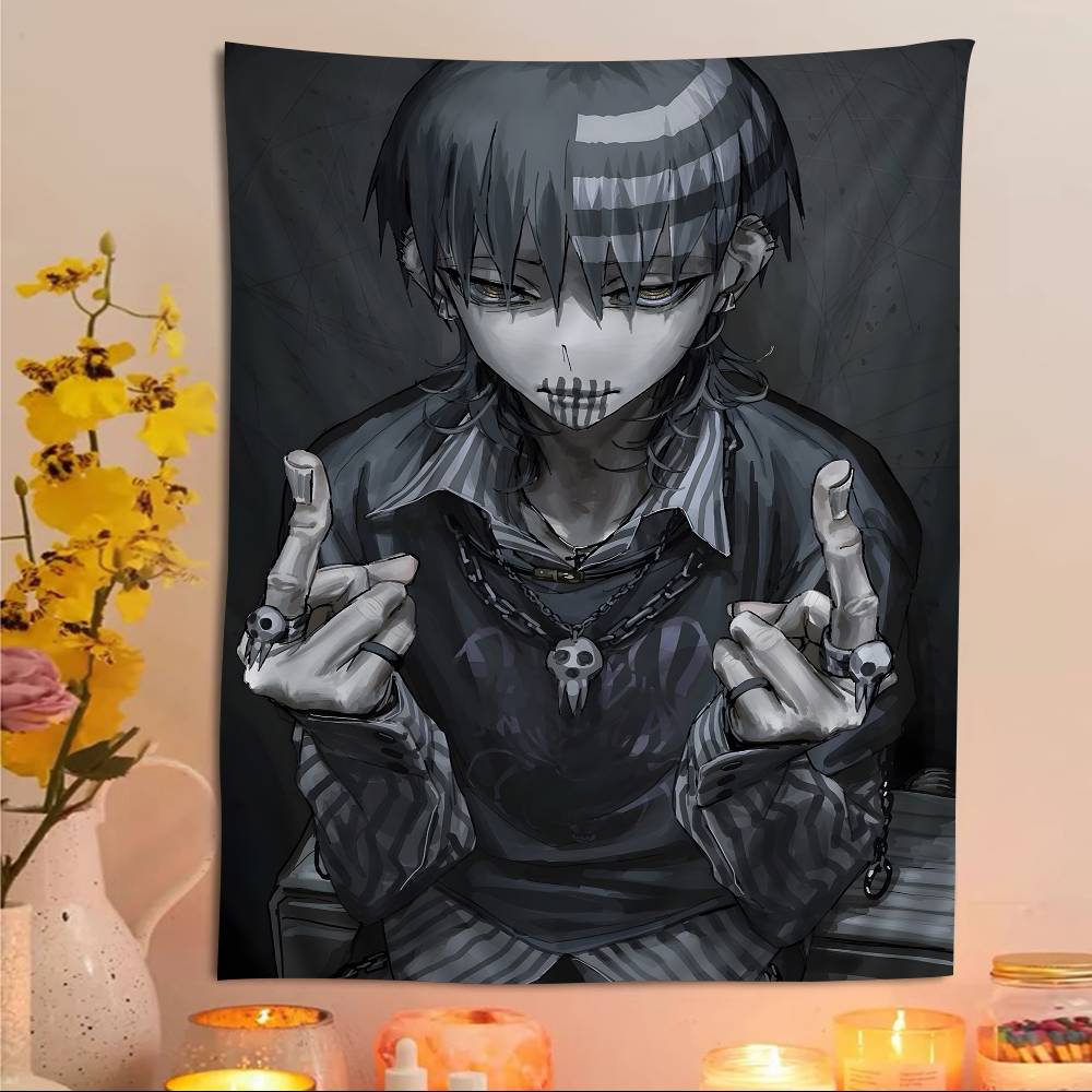 Anime Death The Kid Anime Tapestry Hanging Tarot Hippie Wall Rugs Dorm Home Decor 100X70CM