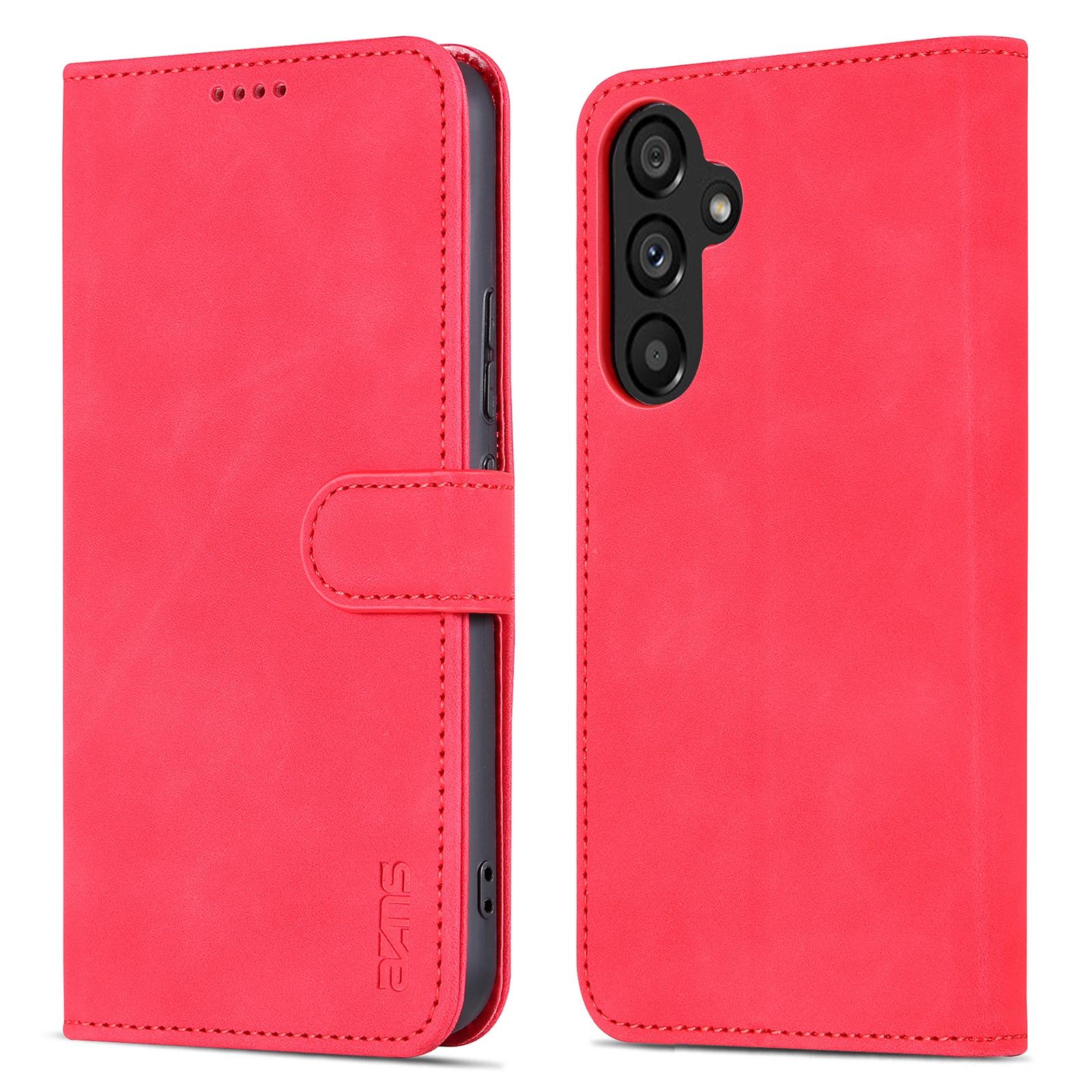

AZNS For Samsung Galaxy A54 5G Magnetic Clasp Phone Case PU Leather Wallet Cover Scratch-resistant Phone Shell with Stand Red