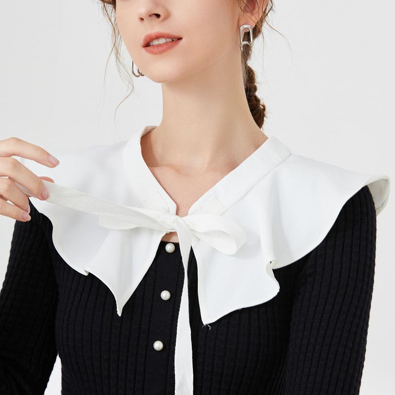 Fashion Ruffled Shawl False Collar Ribbon Decoration Necklace Lapel Blouse Detachable Shoulder Wraps Cape Girls Fake Collar