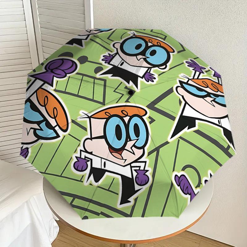 1pc Dexter's Laboratory Automatic Folding Umbrella - Compact 8-Rib Design, Durable Plastic & Iron, Lightweight for Outdoor Daily Use, a0929227