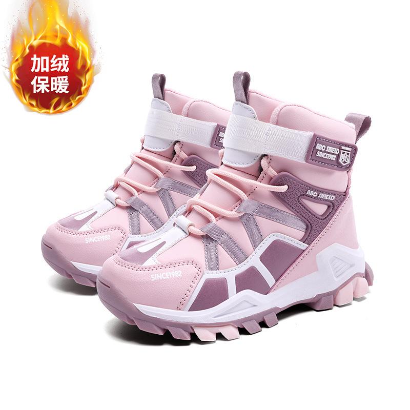Children's outdoor snow boots 2025 winter boys fashion personality large cotton thermal shoes girls high-top casual shoes