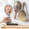 Electroplated Plastic Vintage-Style Handheld Mirror - Single-Sided Travel Makeup & Photography Accessory