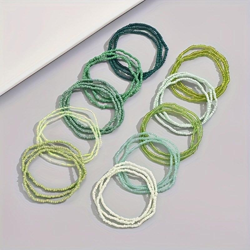 Elegant Glass Bead Bracelet Set 30pcs Colorful Bohemian Beads Anklets Bracelet Statement Bead Bracelet Set
