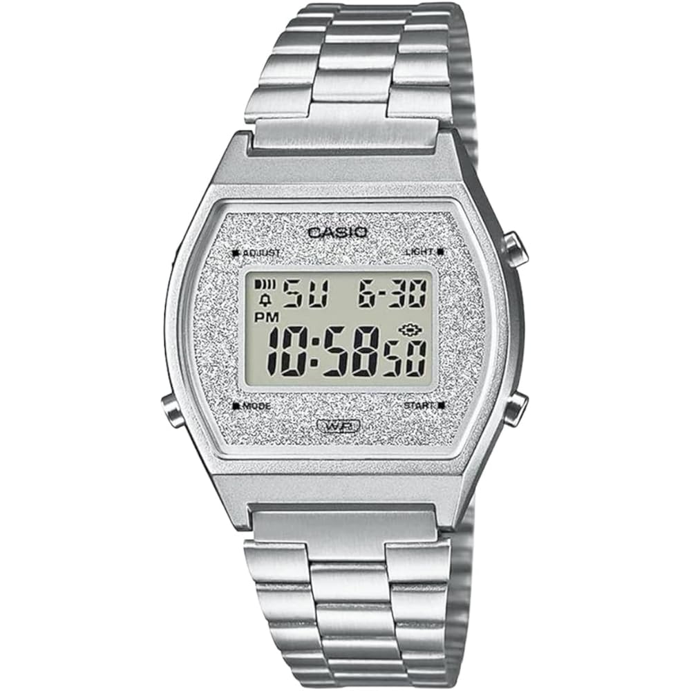 Casio Vintage Series B640WDG-7 Unisex Digital Watch Silver Glitter Face