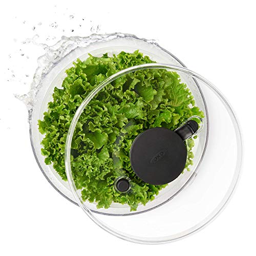 OXO Salad Spinner, Large Round Vegetable Drainer, Serves 4 or More, 27 x 27 x 15.5 cm, Dishwasher Safe (Low Temperature Setting)